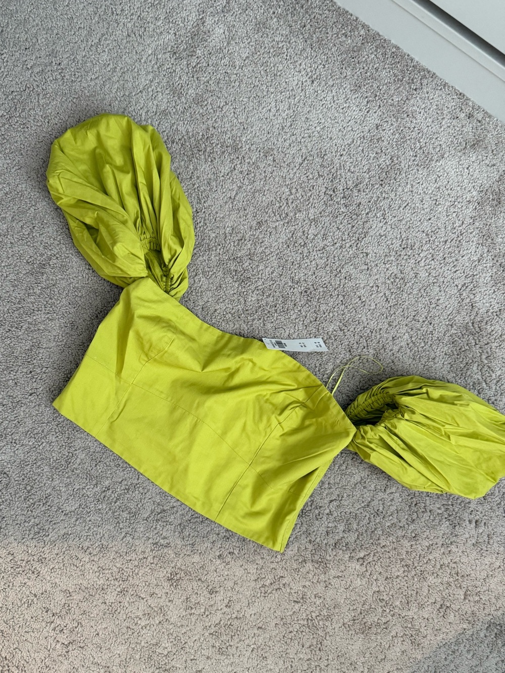 Abercrombie and Fitch Lime Green Puff Sleeve Crop Top
